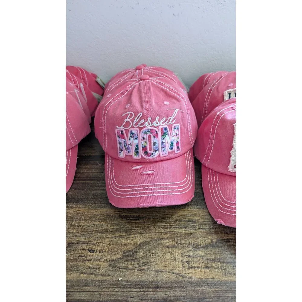 Ladies Pink Blessed Mom Baseball Hat